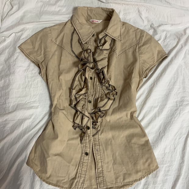 베이지 빈티지 블라우스