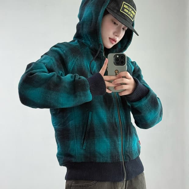 리바이스 민트 체크 자켓