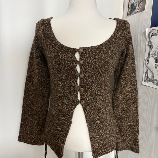 Brown Loop Button knitwear