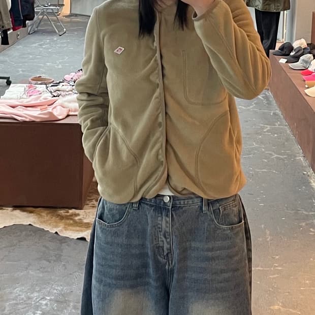 단톤 브라운 버튼 플리스 자켓 H1894