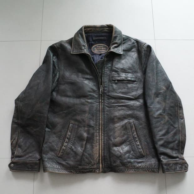 쉐비뇽 Chevignon 빈티지 암소가죽 차심 레더 자켓 XL