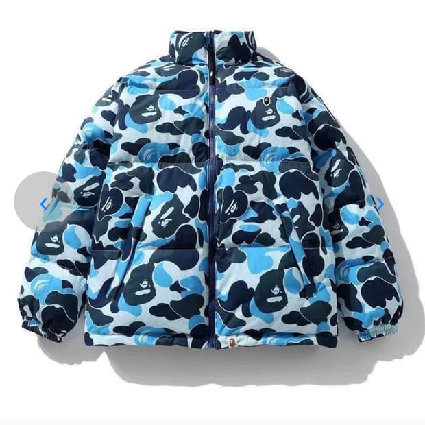 베이프 리버시블 패딩 블루 새상품