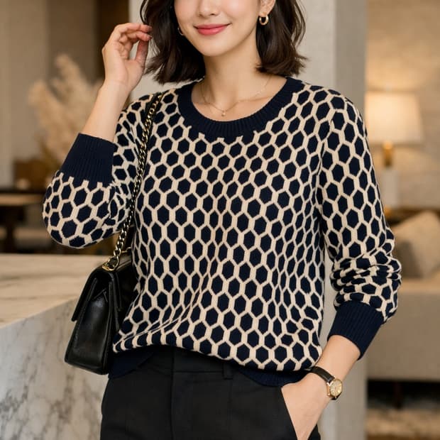 바나나 리퍼블릭 면+캐시미어 패턴 니트 