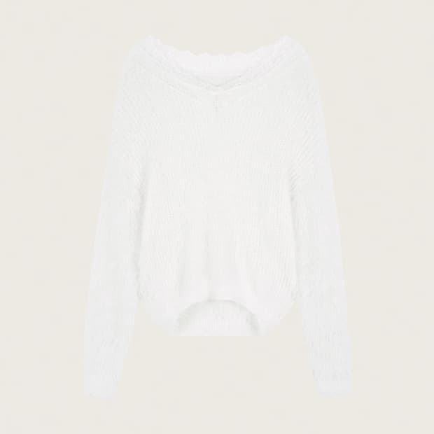 [새상품] 클리시어 블러쉬 니트 화이트