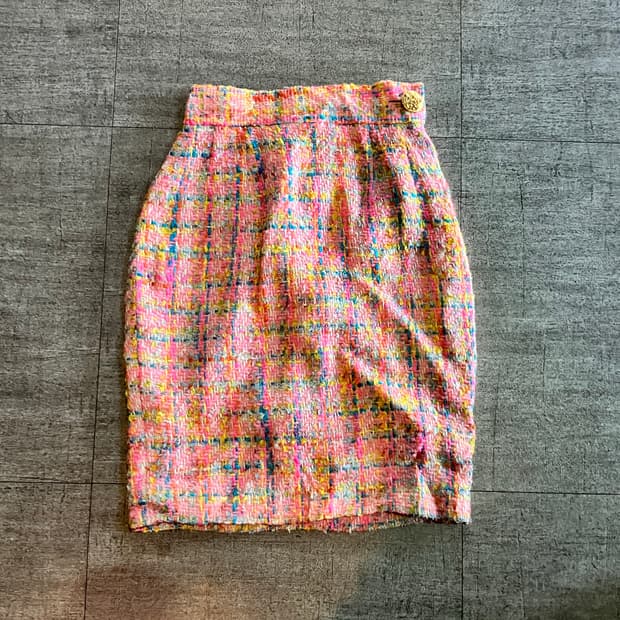 일본빈티지 Museeduji 핀터깔y2k 보헤미안 트위드 미디스커트