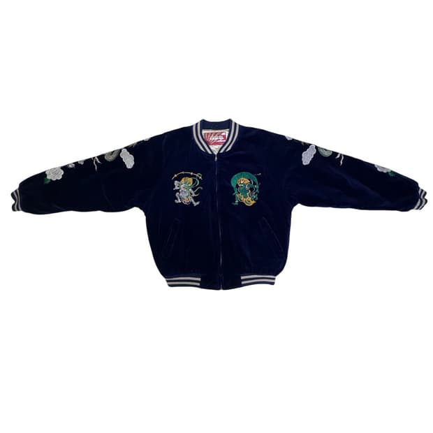 빈티지 90s HOUSTON 벨벳 스카쟌 네이비 M