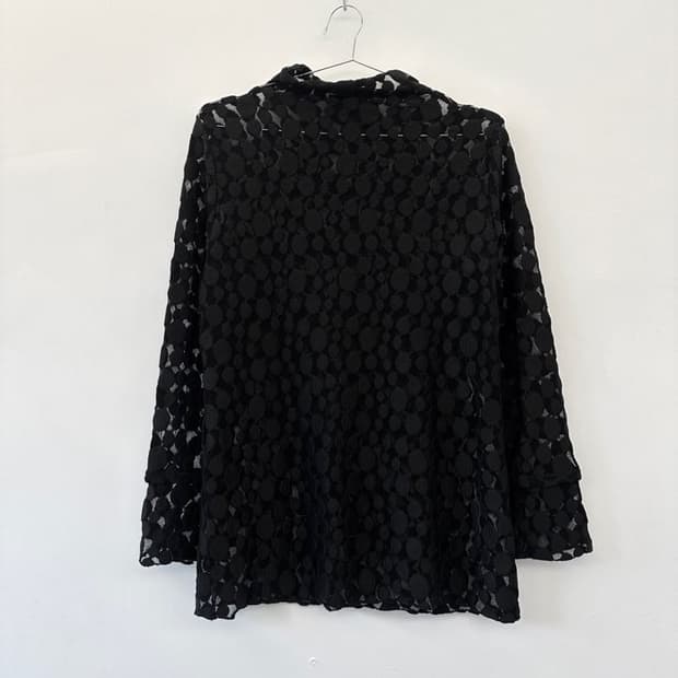 See - through dot layered top / black