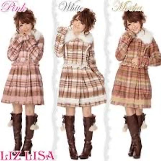 빈티지 리즈리사 히메갸루 딸초 체크 백리본 코트