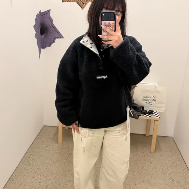 슈프림 풀오버 리버시블 후리스 M