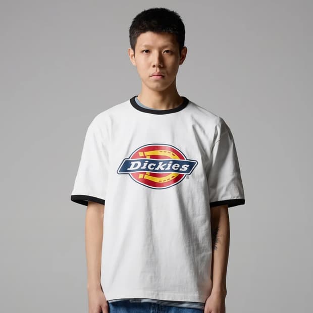 디키즈 트리 로고 링거 티셔츠 white M 