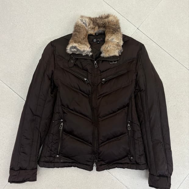 브라운 투웨이 퍼 패딩