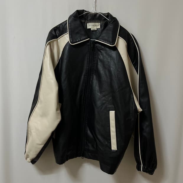 라퍼지스토어 배색 비건 레더 가죽 자켓 S