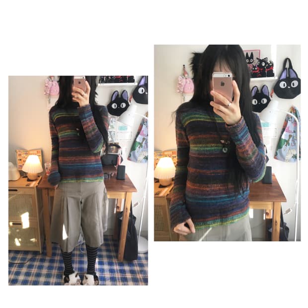 vintage two-way stripe knit rainbow