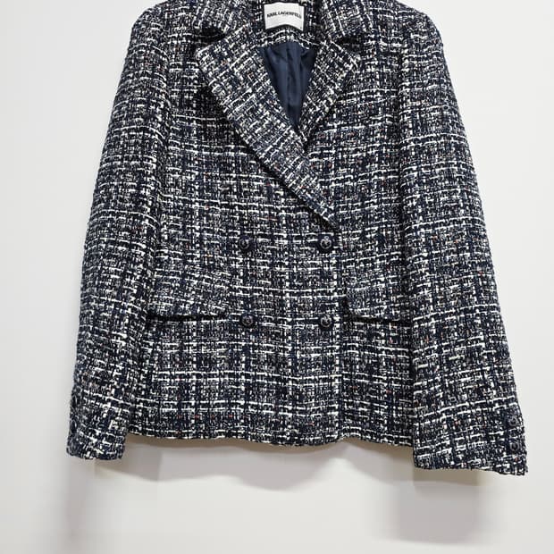 칼라거펠트 트위드 더블 버튼 자켓