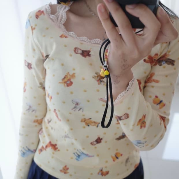 Lace printed top