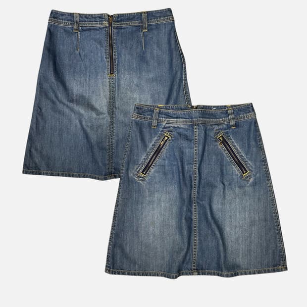 zipper pocket denim skirt