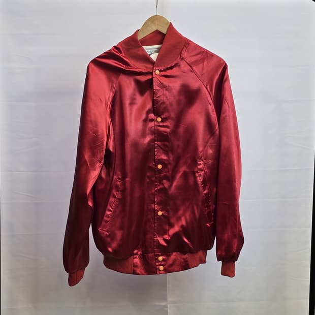 Yishina 사틴(새틴) 스타디움 재킷 레드 L 드래곤 백프린트