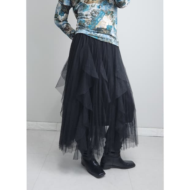 프릴 샤 스커트