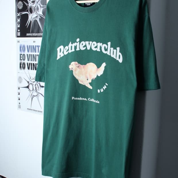 (XL-2XL) 리트리버클럽 반팔 티셔츠 빅사이즈 그린 키치-H31706