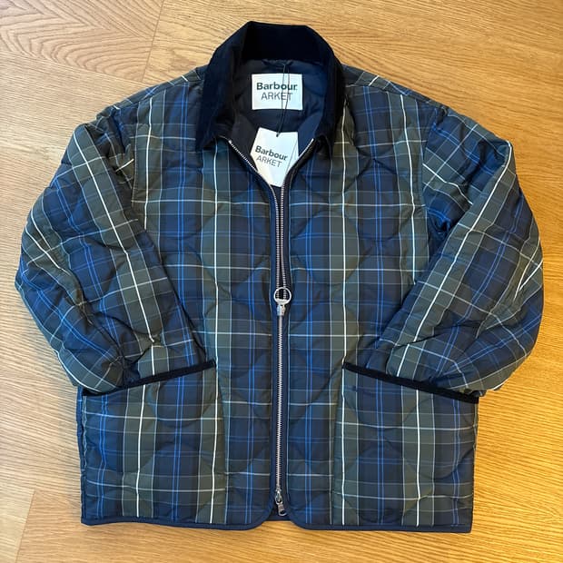 바버 X 아르켓 타탄 퀼티드 퀼팅 자켓 점퍼 Lsize