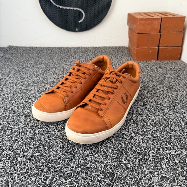 프레드 페리 브라운 가죽 스니커즈 270mm