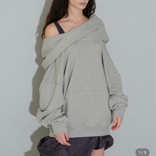 더포르타 오프숄더 후드 그레이 구해용