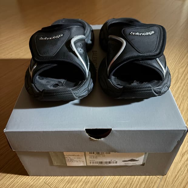 발렌시아가 3XL 슬라이드 샌들 슬리퍼 블랙