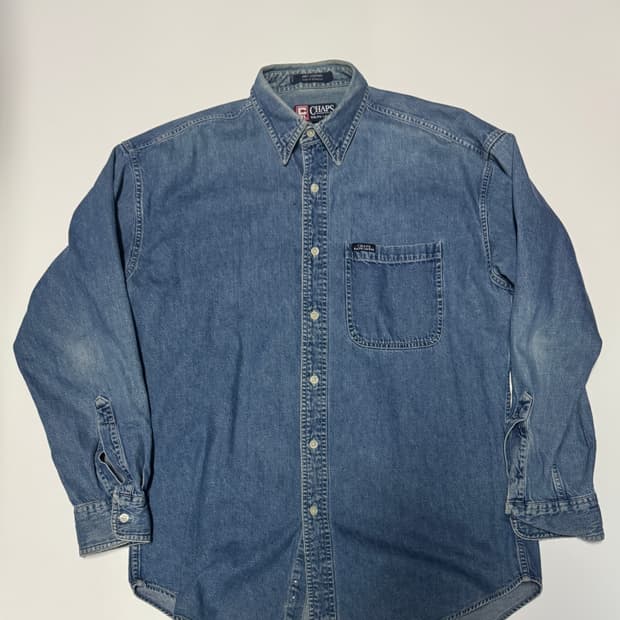 챔스 폴로 랄프로렌 원 포켓 빈티지 워싱 데님 셔츠 L ~ XL