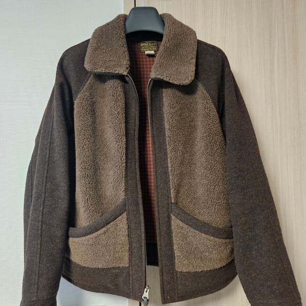 더블알엘 rrl 그리즐리 패널 플리스 울 자켓 m 사이즈