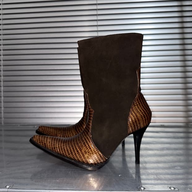 00s y2k JAR 가죽 & 스웨이드 웨스턴 포인트 부츠