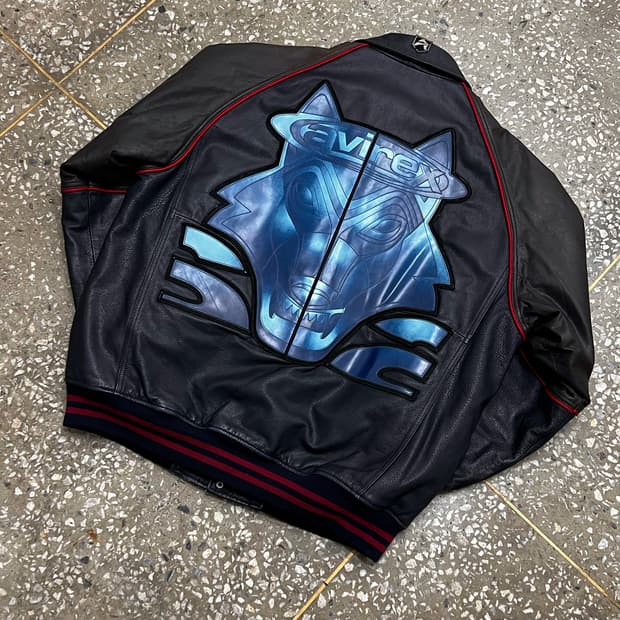 Avirex Wolf Cowhide Varsity Jacket 