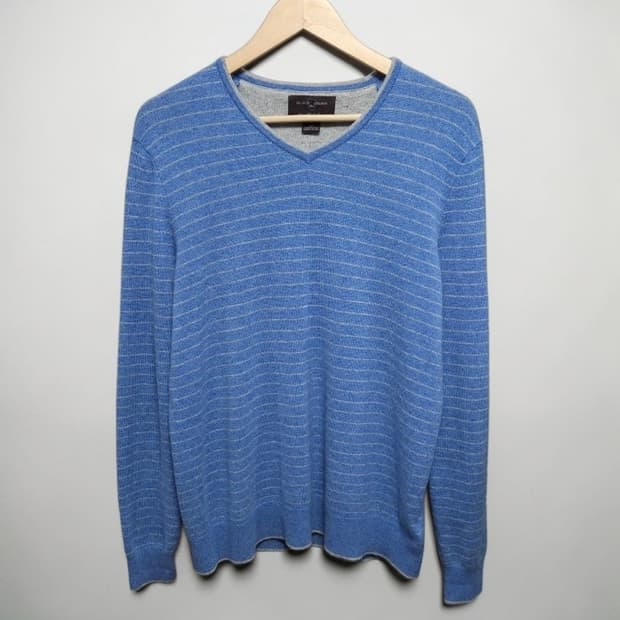 100 Black Brown 블랙브라운 캐시미어 브이넥 니트 블루