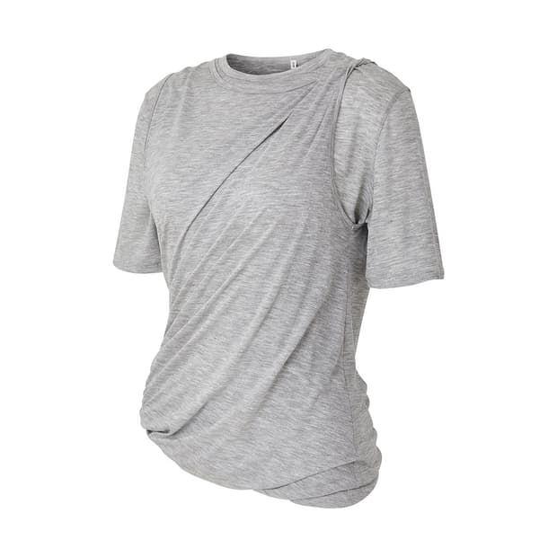 티크 LAYERED TWIST SHORT TOP (MELANGE GREY