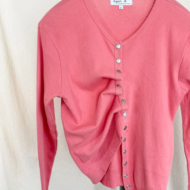 Agnes B. 코튼 가디건 (Made in France)