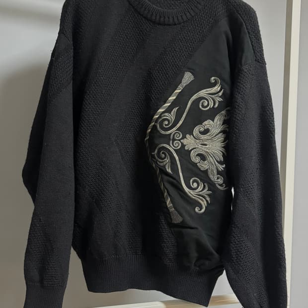 빈티지 패턴 니트 블랙