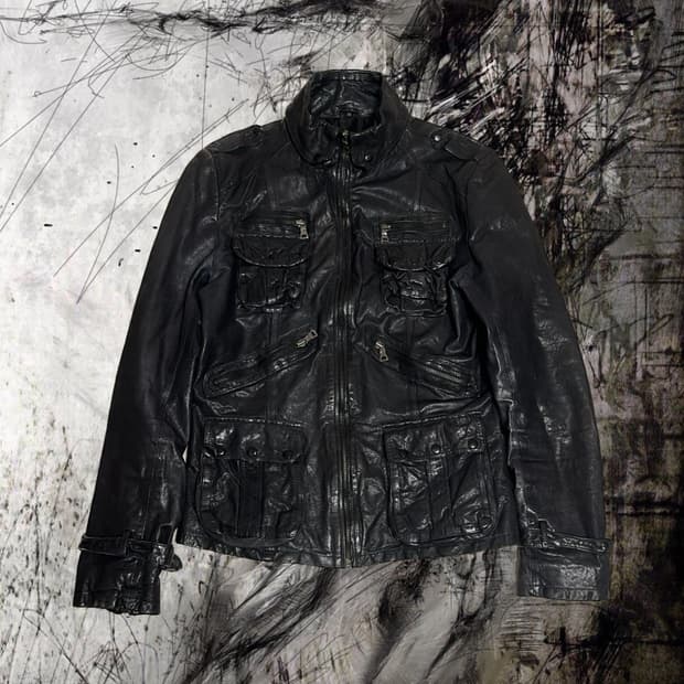 Pocket gimmick lambskin jacket