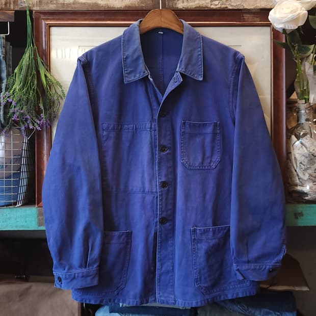 60s 프렌치 워크자켓 프렌치자켓 페이딩 블루 44