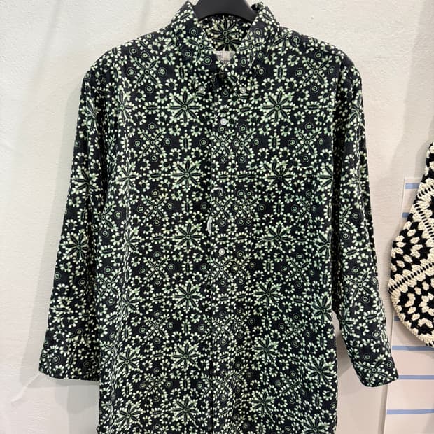 japan vintage 패턴 7부소매 린넨셔츠