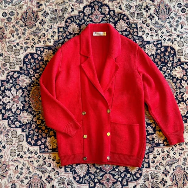80s 버버리 이태리 메이드 금장 가디건 66~77