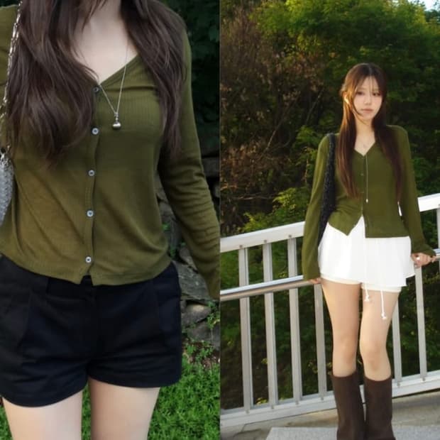 아워캐비넷 가디건 카키