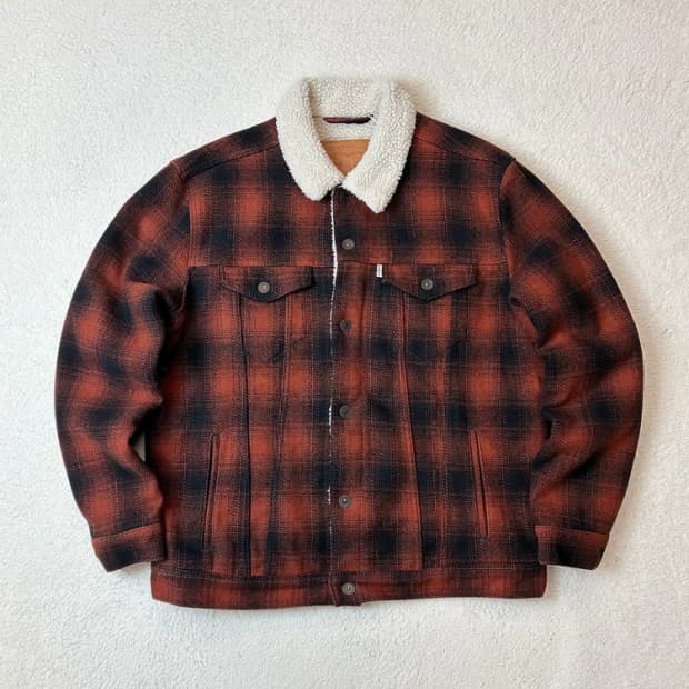 리바이스 00's 쉐르파 타탄체크 트러커 자켓 PN6216