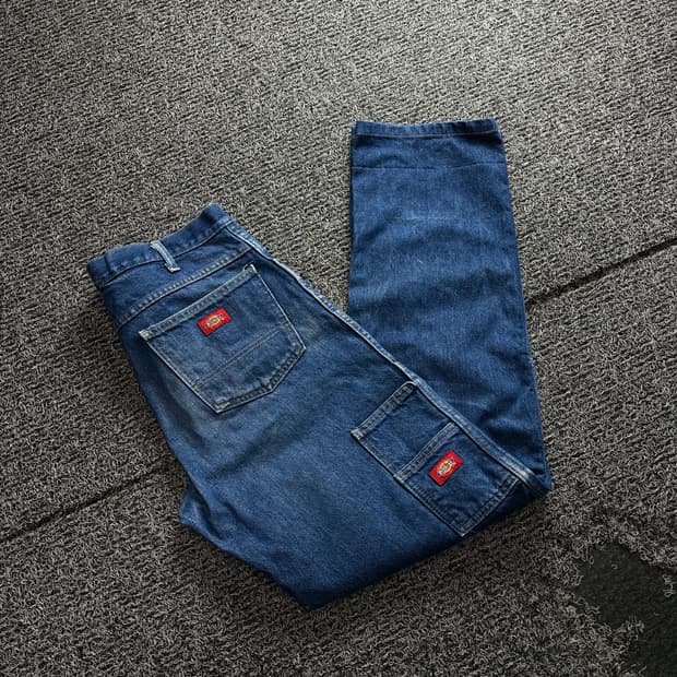 디키즈 아카이브 더블니 루즈핏 워크 데님 팬츠 3532