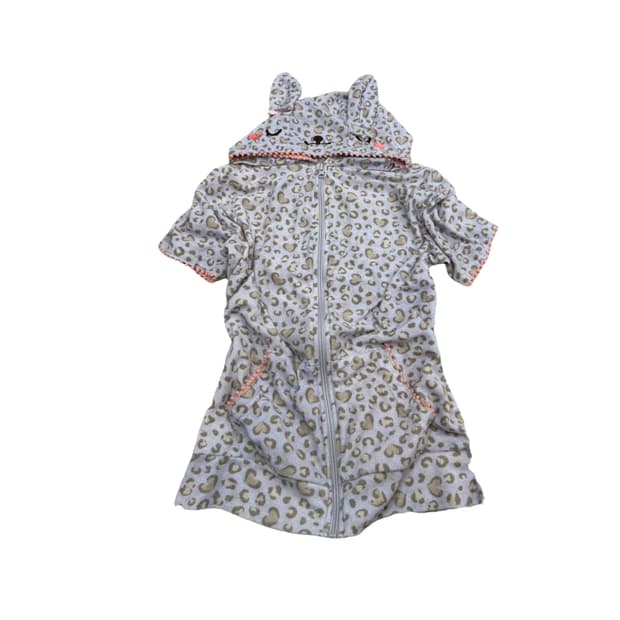 Gyaru leopard labbit hooded zip up