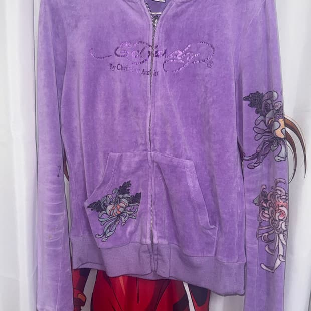 에드하디 연보라 벨벳 후드집업 