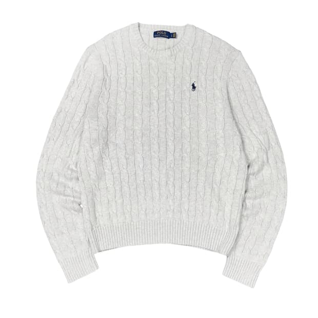 (L) 폴로 랄프로렌 신형라벨 케이블 니트 라이트 그레이