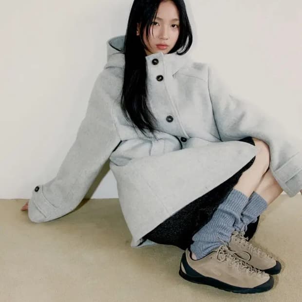 오피쉬 울 하프코트 그레이