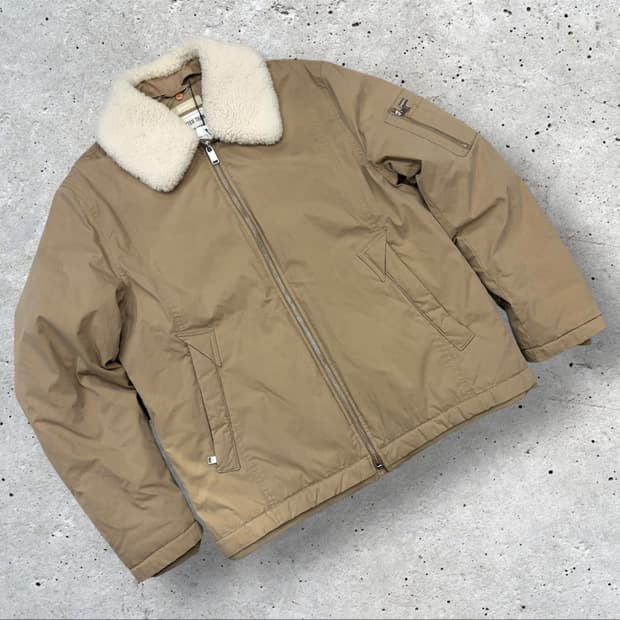 [M] 빈폴 양모 넥 퍼 베이지 봄버 다음 패딩 자켓 C606