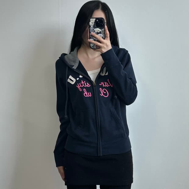 후아유 y2k 와투케 네이비 후드집업