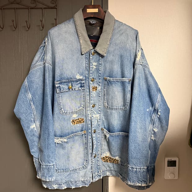 R13 오버사이즈 데님 자켓 xl