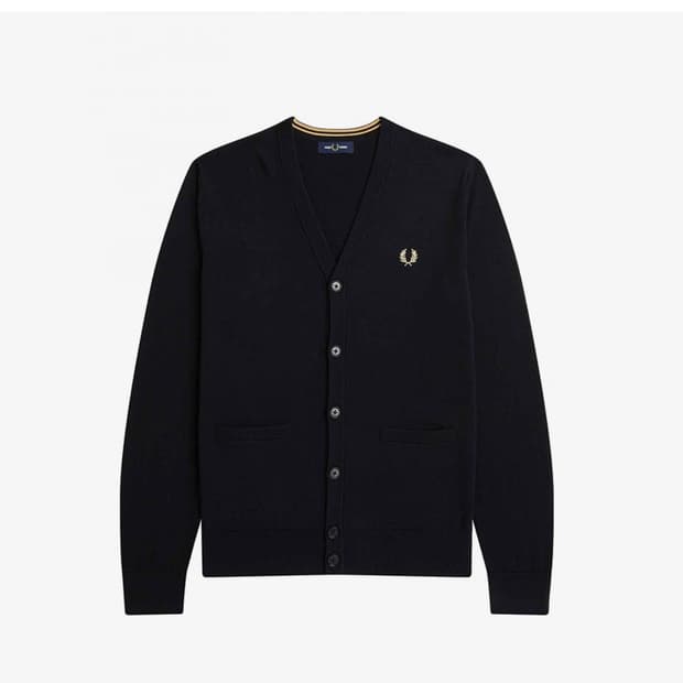 [L] 프레드페리 울 클래식 가디건(블랙, 새상품)